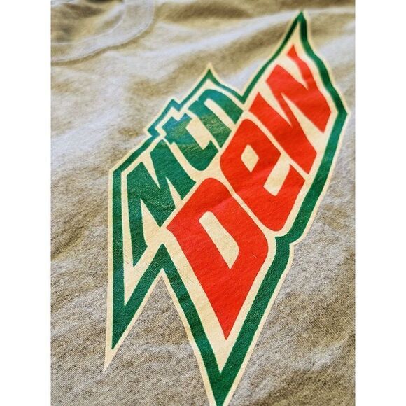 VINTAGE Mt. Dew T Shirt Mens Medium grey Short Sleeve Y2k gildan Soda Pop Dad - Picture 12 of 13